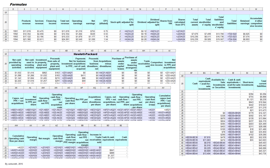 HP big spreadsheet formulas